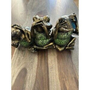 3 Green Glass Frogs Lamp Hear No Evil Speak No Evil See No Evil NEW TLS1062